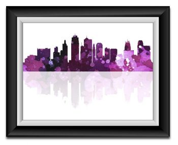 INSTANT DOWNLOAD Kansas City Skyline Kansas Skyline Lilac Lavender Purple Watercolor Cityscape Poster Print Abstract Landscape Art Painting