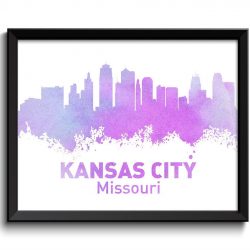 INSTANT DOWNLOAD Kansas City Skyline Missouri Lilac Purple Pink Watercolor Cityscape Poster Print Landscape Painting Home Decor Wall Art