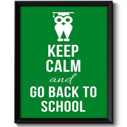 INSTANT DOWNLOAD Keep Calm Poster Keep Calm and Go Back To School White Green Art Print Wall Decor Custom Stay Calm Owl quote inspirational