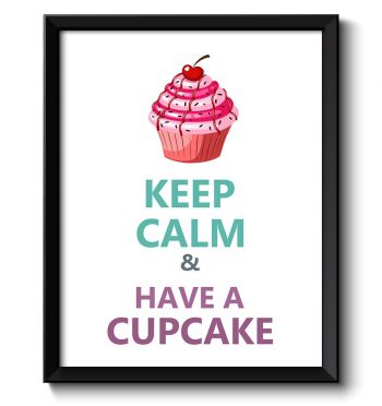 INSTANT DOWNLOAD Keep Calm Poster Keep Calm and Have a Cupcake Teal Purple White Food Kitchen Art Print Home Wall Decor Custom Stay Calm