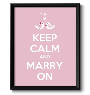 INSTANT DOWNLOAD Keep Calm Poster Keep Calm and Marry On Pink White Birds Art Print Wall Decor Love Wedding Day Custom Stay Calm quote