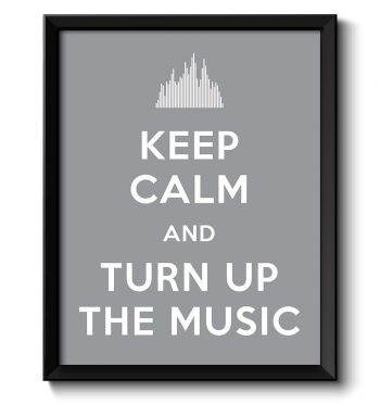 INSTANT DOWNLOAD Keep Calm Poster Keep Calm and Turn Up the Music White Grey Gray Art Print Wall Decor Custom Stay Calm quote inspirational