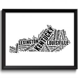 INSTANT DOWNLOAD Kentucky Map State Text Words Watercolor Poster Print USA United States Modern Abstract Landscape Art Painting Black White