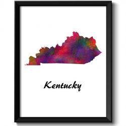 INSTANT DOWNLOAD Kentucky Map State Watercolor Painting Poster Print USA United States Abstract Landscape Art Colorful Rainbow