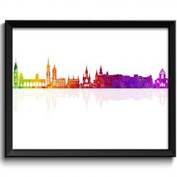 INSTANT DOWNLOAD Krakow Skyline Painting Wall Art Poster Print Krakow Wall Decor Colorful Rainbow Poland City Cityscape Map Home Decor