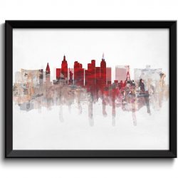 INSTANT DOWNLOAD Las Vegas Red Beige Grey Skyline Nevada USA United States Cityscape Wall Art Print Poster Watercolor Painting Home Decor