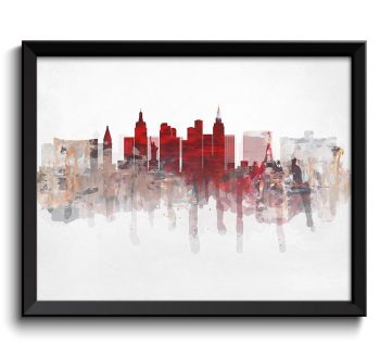 INSTANT DOWNLOAD Las Vegas Red Beige Grey Skyline Nevada USA United States Cityscape Wall Art Print Poster Watercolor Painting Home Decor