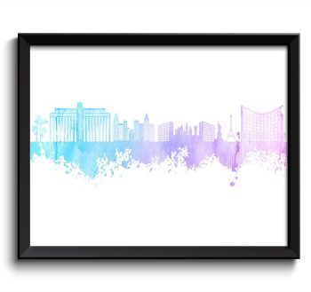 INSTANT DOWNLOAD Las Vegas Skyline Baby Blue Pink Purple Watercolor Painting Las Vegas Nevada Las Vegas Wall Art Print Las Vegas Poster