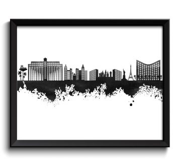 INSTANT DOWNLOAD Las Vegas Skyline Black White Grey Watercolor Painting Las Vegas Nevada Las Vegas Wall Art Print Las Vegas Poster