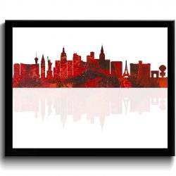 INSTANT DOWNLOAD Las Vegas Skyline Nevada City Red Black Watercolor Cityscape Poster Print Abstract Landscape Art Painting