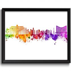 INSTANT DOWNLOAD Las Vegas Skyline Painting Poster Print Wall Decor Las Vegas Wall Art Green Yellow Pink Red Purple Pink Nevada USA City Map