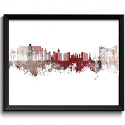 INSTANT DOWNLOAD Las Vegas Skyline Red Beige Grey White Watercolor Painting Las Vegas Nevada Las Vegas Wall Art Print Las Vegas Poster