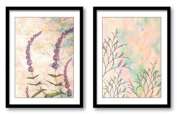 INSTANT DOWNLOAD Lavender Flower Field Bathroom Art Print Brown Beige Purple Colorful Set of 2 Brown Elegant Watercolor Painting Wall Decor