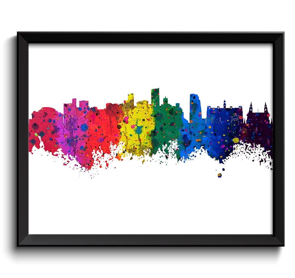 INSTANT DOWNLOAD Leeds Skyline Watercolor Art Poster Print Leeds Wall Decor Leeds Wall Art Painting England Artwork City Map Home Decor
