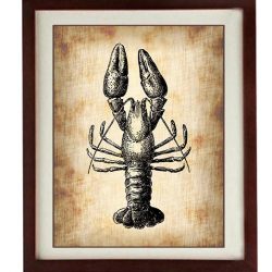 INSTANT DOWNLOAD Lobster Vintage Style Ocean Nautical Print Lobster Art Parchment Old Antique Printable Marine Beach Sea Wall Decor Bathroom