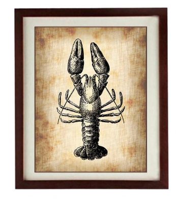 INSTANT DOWNLOAD Lobster Vintage Style Ocean Nautical Print Lobster Art Parchment Old Antique Printable Marine Beach Sea Wall Decor Bathroom