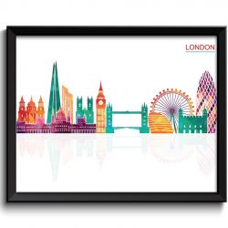 INSTANT DOWNLOAD London Skyline City Red Cityscape England Europe Poster Print Modern Abstract Landscape Art Painting