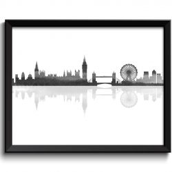 INSTANT DOWNLOAD London Skyline England City Black White Grey Watercolor Cityscape Poster Print Modern Abstract Landscape Art Painting