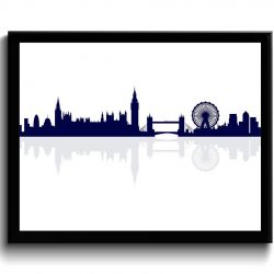 INSTANT DOWNLOAD London Skyline England City Deep Navy Blue White Cityscape Poster Print Modern Abstract Landscape Art London Poster