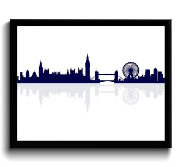 INSTANT DOWNLOAD London Skyline England City Deep Navy Blue White Cityscape Poster Print Modern Abstract Landscape Art London Poster