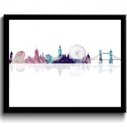 INSTANT DOWNLOAD London Skyline England City Pink Blue Purple White Cityscape Poster Print Modern Abstract Landscape Art London Poster