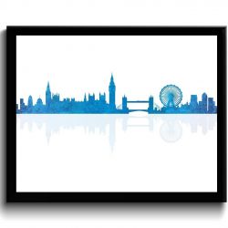 INSTANT DOWNLOAD London Skyline England City Sky Steel Blue White Cityscape Poster Print Modern Abstract Landscape Art London Poster