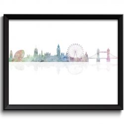 INSTANT DOWNLOAD London Skyline Painting Art Poster Print London Wall Art London Colorful Pastel City Cityscape Home Decor Pink Blue Green