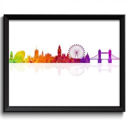 INSTANT DOWNLOAD London Skyline Painting Art Poster Print London Wall Decor London Wall Art Colorful Rainbow City Cityscape Purple Red Green