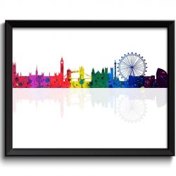 INSTANT DOWNLOAD London Skyline Watercolor Poster Print London Wall Decor London Painting Wall Art Colorful Rainbow City Cityscape Decor
