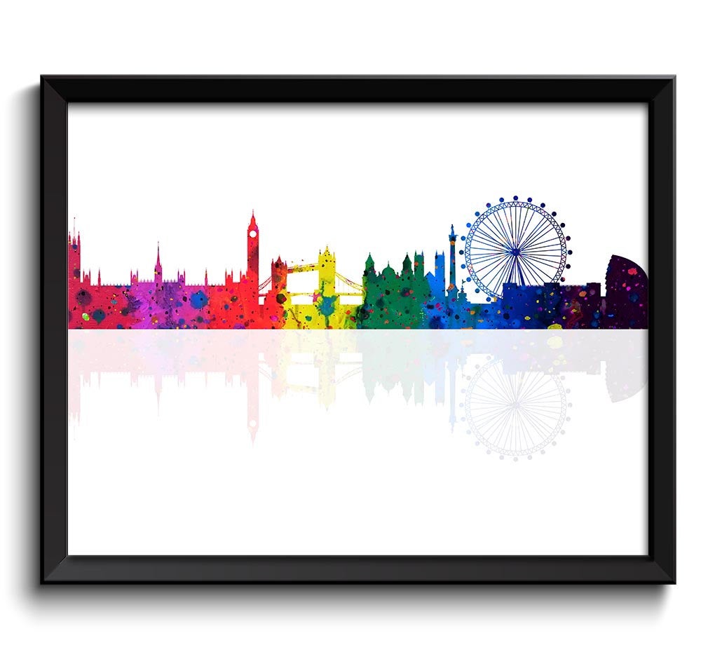 INSTANT DOWNLOAD London Skyline Watercolor Poster Print London Wall Decor London Painting Wall Art Colorful Rainbow City Cityscape Decor