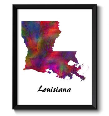 INSTANT DOWNLOAD Louisiana Map State Watercolor Painting Poster Print USA United States Abstract Landscape Art Colorful Rainbow