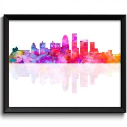 INSTANT DOWNLOAD Louisville Skyline Kentucky City Pink Purple Red Rainbow Watercolor Cityscape Poster Print Abstract Landscape Art Painting