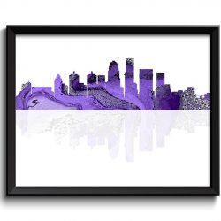 INSTANT DOWNLOAD Louisville Skyline Kentucky City Purple Grey Silver Watercolor Cityscape Poster Print Abstract Landscape Art Painting Decor