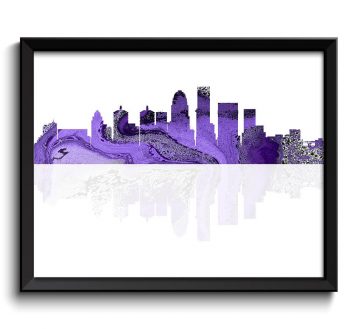 INSTANT DOWNLOAD Louisville Skyline Kentucky City Purple Grey Silver Watercolor Cityscape Poster Print Abstract Landscape Art Painting Decor