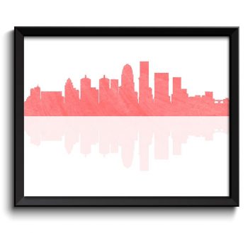 INSTANT DOWNLOAD Louisville Skyline Kentucky City Rose Pink Watercolor Cityscape Poster Print Abstract Landscape Art Painting Nursery Art