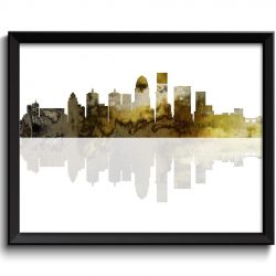 INSTANT DOWNLOAD Louisville Skyline Kentucky City Yellow Grey Gray Black Watercolor Cityscape Poster Print Abstract Landscape Art Painting