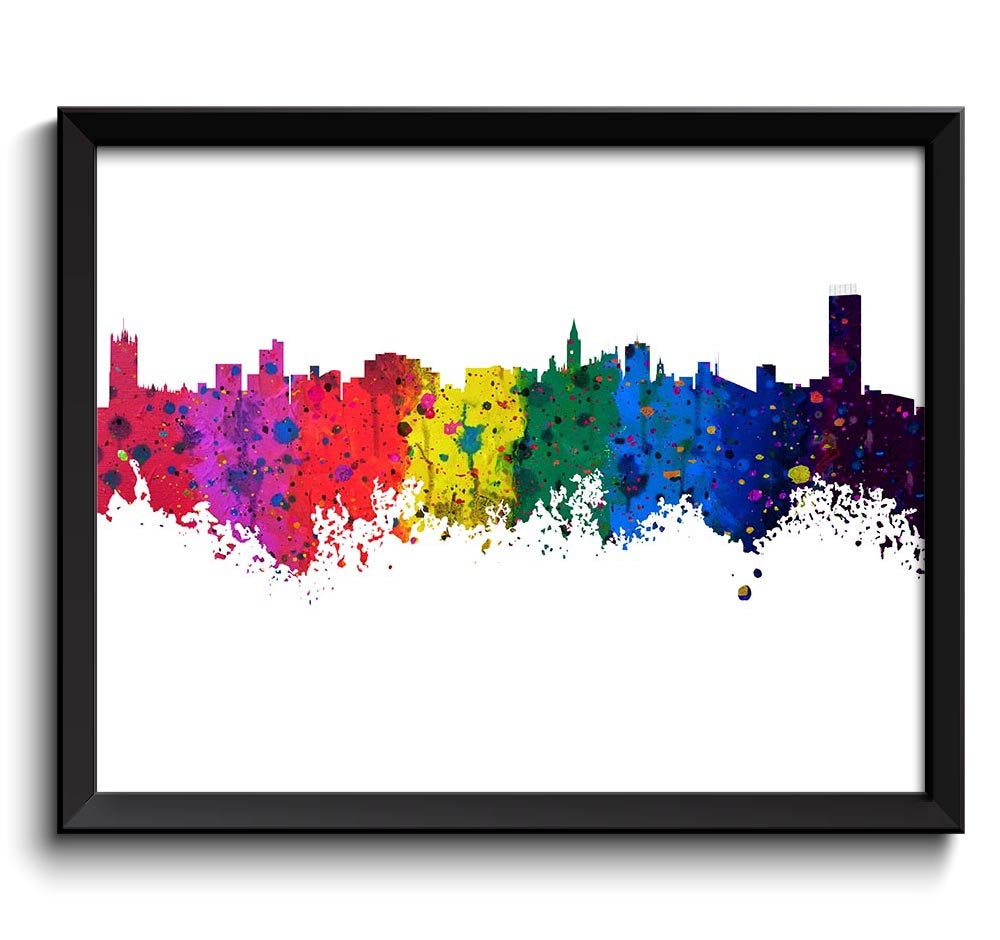INSTANT DOWNLOAD Manchester Skyline Watercolor Art Poster Print Wall Decor Manchester Wall Art Painting England Artwork City Map Home Decor