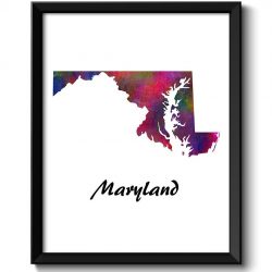 INSTANT DOWNLOAD Maryland Map State Watercolor Painting Poster Print USA United States Abstract Landscape Art Colorful Rainbow