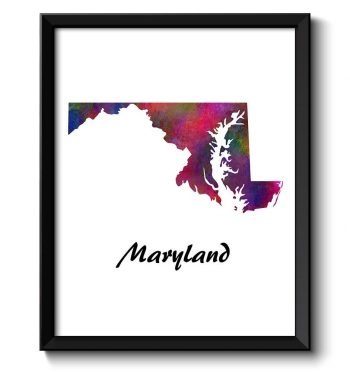 INSTANT DOWNLOAD Maryland Map State Watercolor Painting Poster Print USA United States Abstract Landscape Art Colorful Rainbow