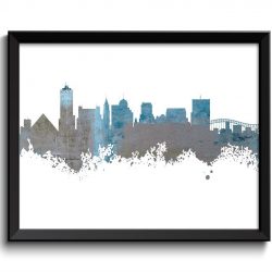 INSTANT DOWNLOAD Memphis Skyline Tennessee Baby Blue Grey Watercolor Cityscape Poster Print Landscape Art Painting Home Decor Wall Art