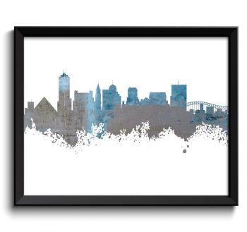 INSTANT DOWNLOAD Memphis Skyline Tennessee Baby Blue Grey Watercolor Cityscape Poster Print Landscape Art Painting Home Decor Wall Art