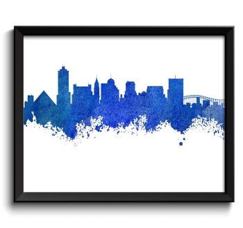 INSTANT DOWNLOAD Memphis Skyline Tennessee City Royal Blue Watercolor Cityscape Poster Print Landscape Art Painting Home Decor Wall Art