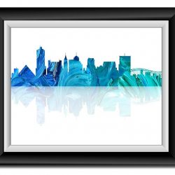 INSTANT DOWNLOAD Memphis Skyline Tennessee City Sky Royal Blue Teal Watercolor Cityscape Poster Print Modern Abstract Landscape Art Painting