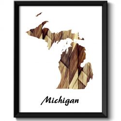 INSTANT DOWNLOAD Michigan Map State Watercolor Painting Poster Print USA United States Abstract Landscape Art Brown Beige White