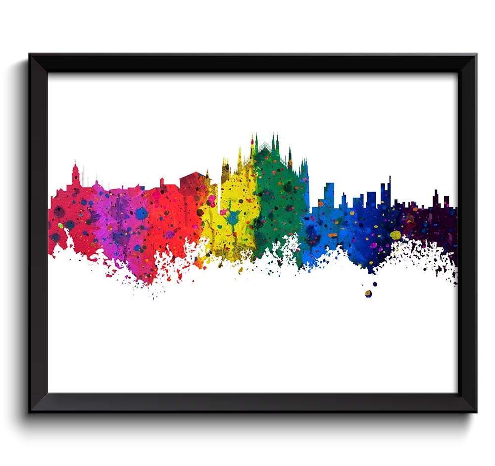 INSTANT DOWNLOAD Milan Skyline Watercolor Art Poster Print Milan Wall Decor Milan Wall Art Painting Italy Artwork City Map Home Decor