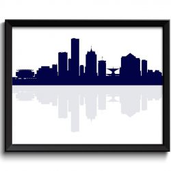 INSTANT DOWNLOAD Milwaukee Skyline Wisconsin City Navy Blue Cityscape Poster Print Modern Abstract Landscape Art