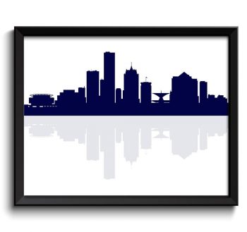 INSTANT DOWNLOAD Milwaukee Skyline Wisconsin City Navy Blue Cityscape Poster Print Modern Abstract Landscape Art