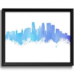 INSTANT DOWNLOAD Minneapolis Skyline Minnesota City Blue Purple Watercolor Cityscape Poster Print Landscape Painting Home Decor Wall Art