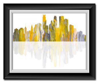 INSTANT DOWNLOAD Minneapolis Skyline Minnesota City Yellow Grey Watercolor Cityscape Poster Print Modern Abstract Landscape Art Painting