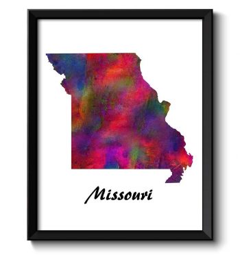 INSTANT DOWNLOAD Missouri Map State Watercolor Painting Poster Print USA United States Abstract Landscape Art Colorful Rainbow